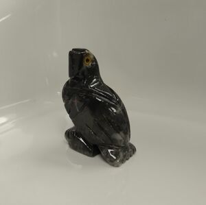 Dark Soapstone Parrot Sculpture